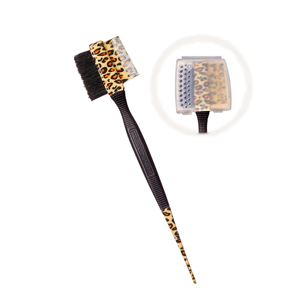 Brosse edge 3-en-1 Red by Kiss en bois pur, lisse les tempes.