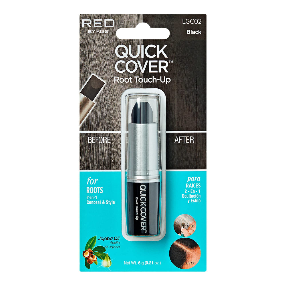 RED by Kiss Quick Cover sur racines noir, couverture rapide et naturelle.