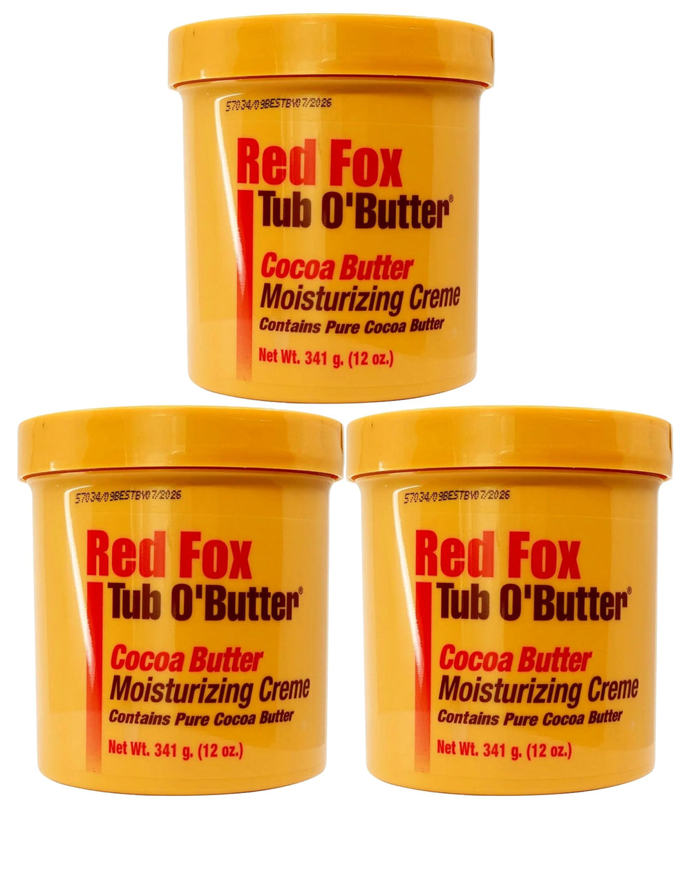 Red Fox Tub O'Butter cacao, pots visibles pour l'hydratation quotidienne.