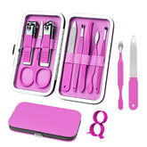 RedFlow set manucure 8 en 1 avec étui en cuir, pratique pour voyage.