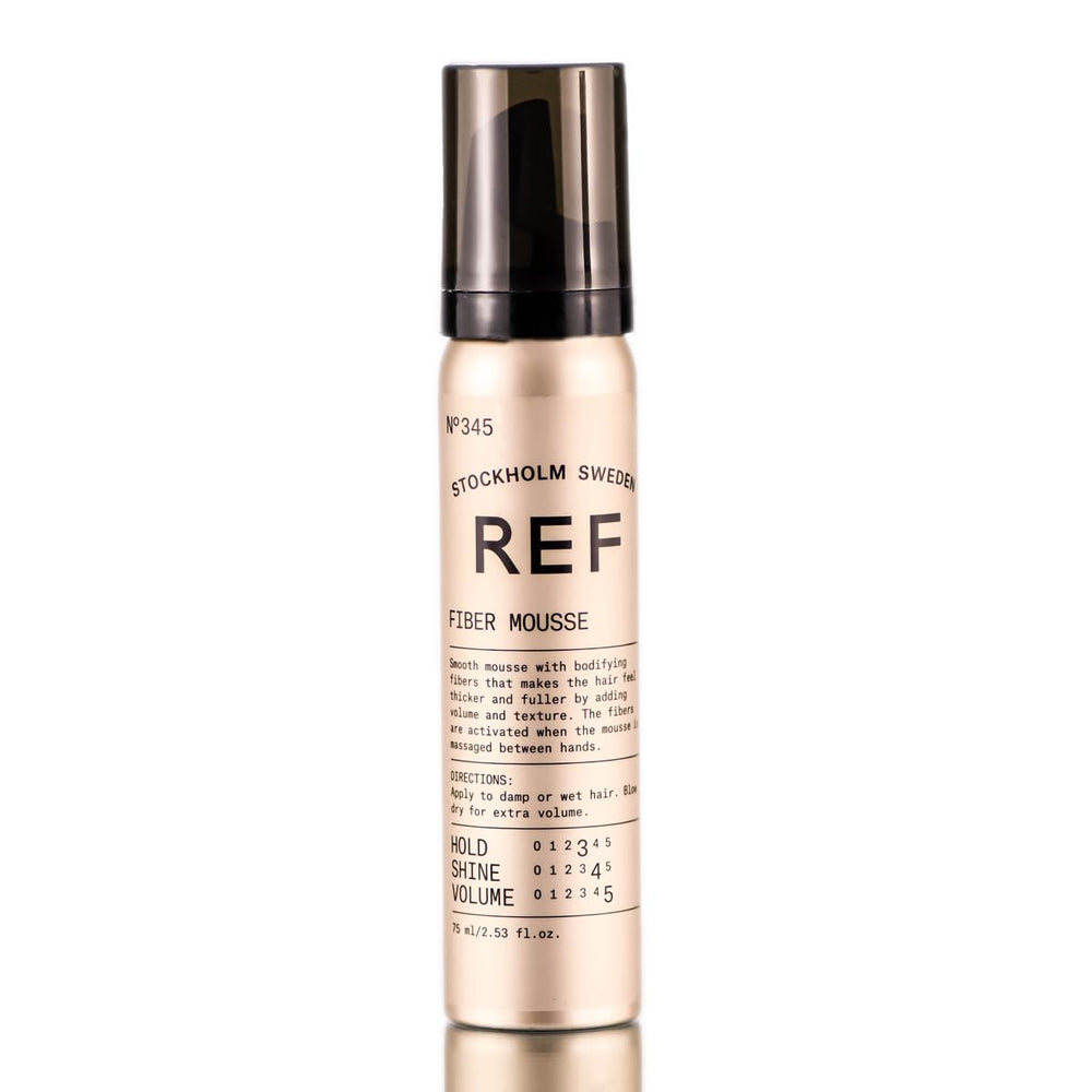 REF Reference 345 Fiber Mousse with bodifying fibers for fuller-looking hair