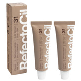 RefectoCil crème-teinture 3.1 brun clair sur tube, couleur naturelle et durable.