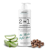 Reforian castor oil shampoo bottle pour for clean, sulfate-free daily care.