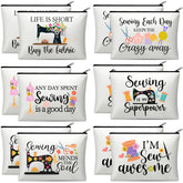 Reginary ensemble de 12 pochettes couture avec motifs machine à coudre, parfait pour rangement polyvalent.