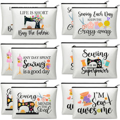 Reginary ensemble de 12 pochettes couture avec motifs machine à coudre, parfait pour rangement polyvalent.