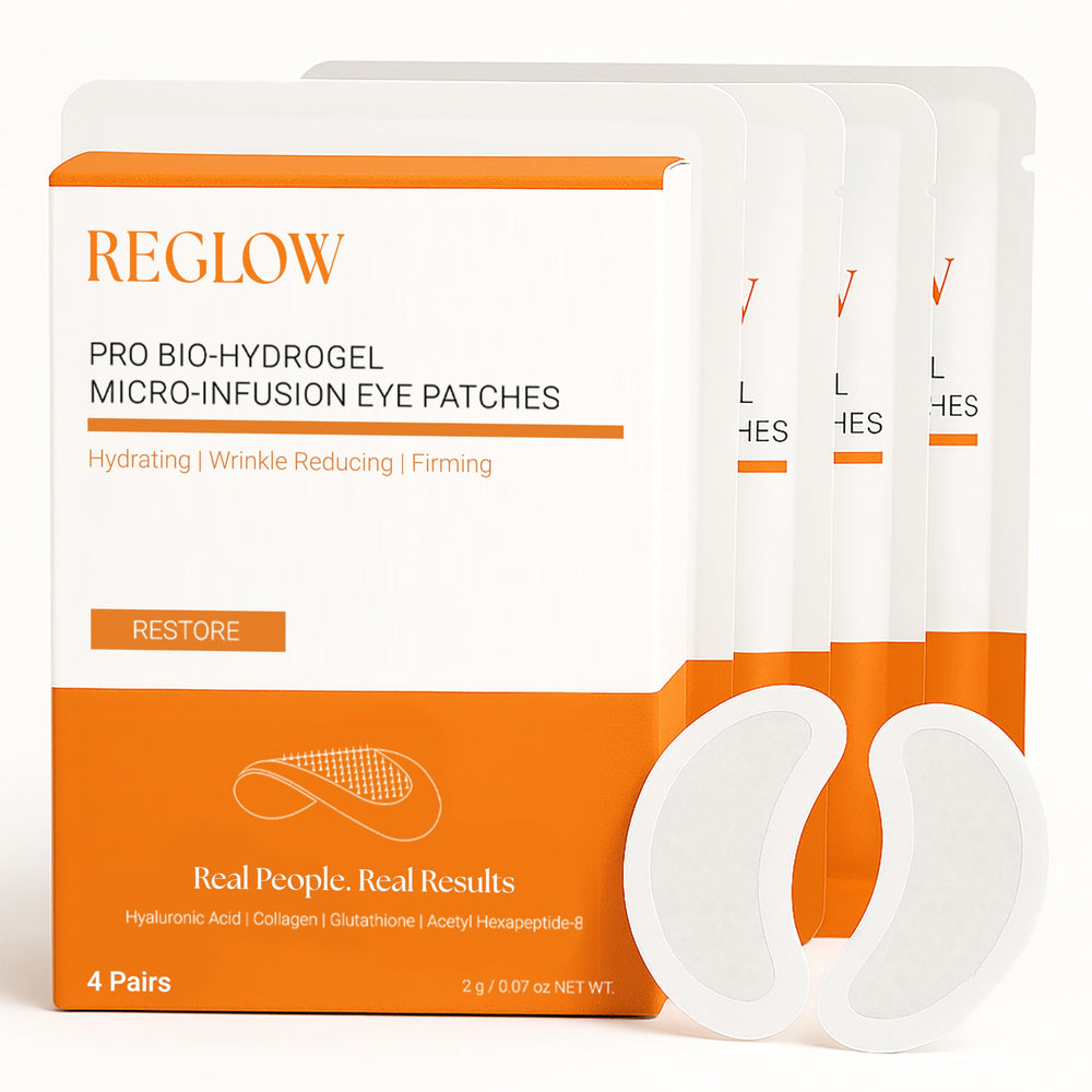 ReGlow Restore, boîte patchs yeux prête à l’emploi pour hydratation nocturne.