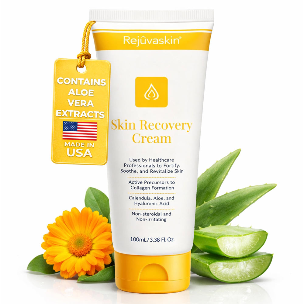 Rejuvaskin Crème Récupération en flacon, hydratation durable pour peau sensible.