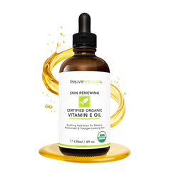 Huile RejuveNaturals Vitamine E dans une bouteille-4oz, hydratation profonde pour la peau.