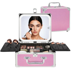 Relavel coffret maquillage avec miroir LED pour retouches précises.