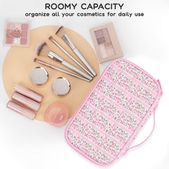 Relavel pochette maquillage rose couche inferieure avec poches mesh