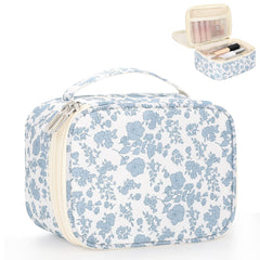 Relavel sac-maquillage voyage fleurs bleues, pratique pour garder l'essentiel organisé.