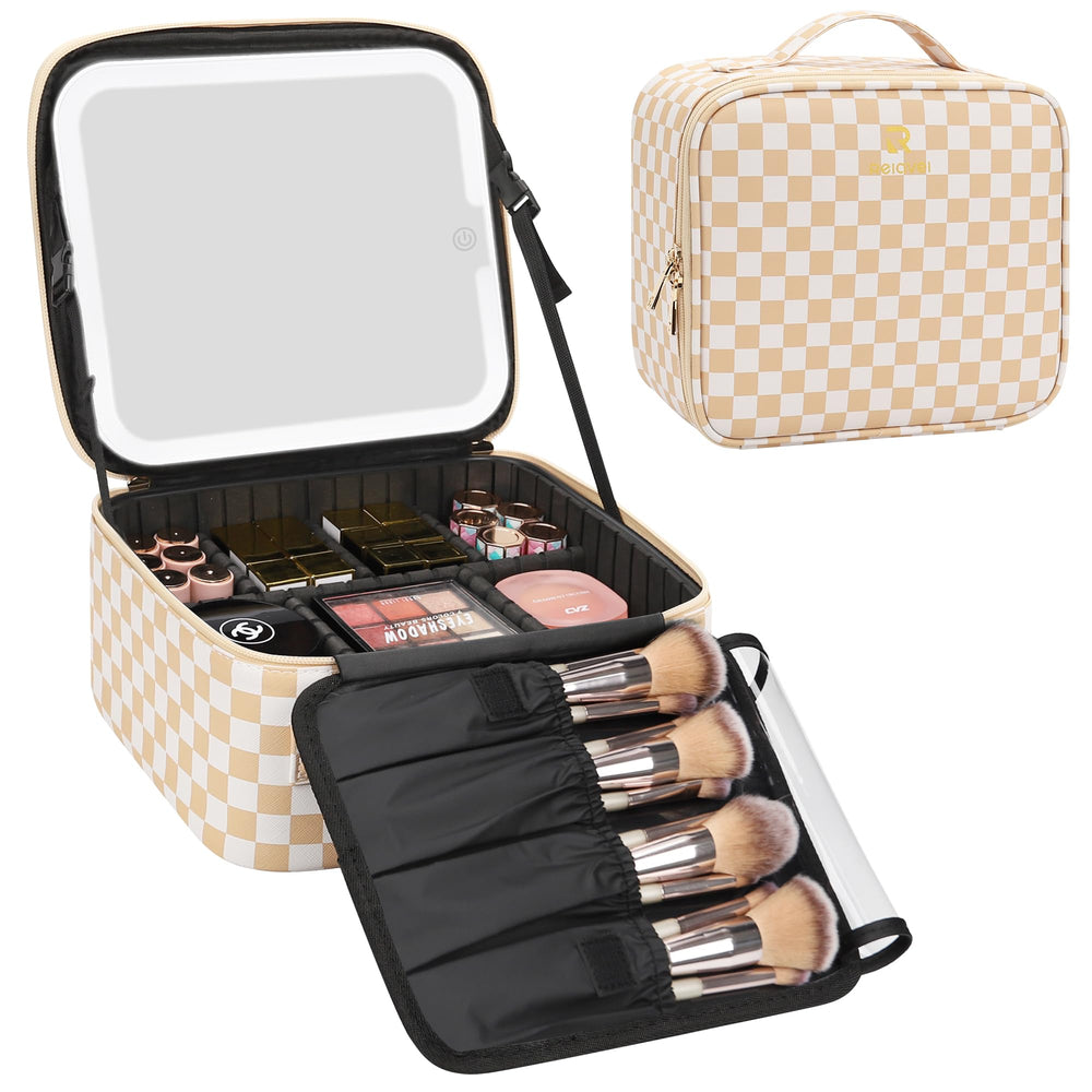 Relavel trousse maquillage avec miroir LED pour retouches en voyage