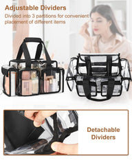 Relavel Trousse Maquillage Transparent avec diviseurs ajustables pour organisation modulable.