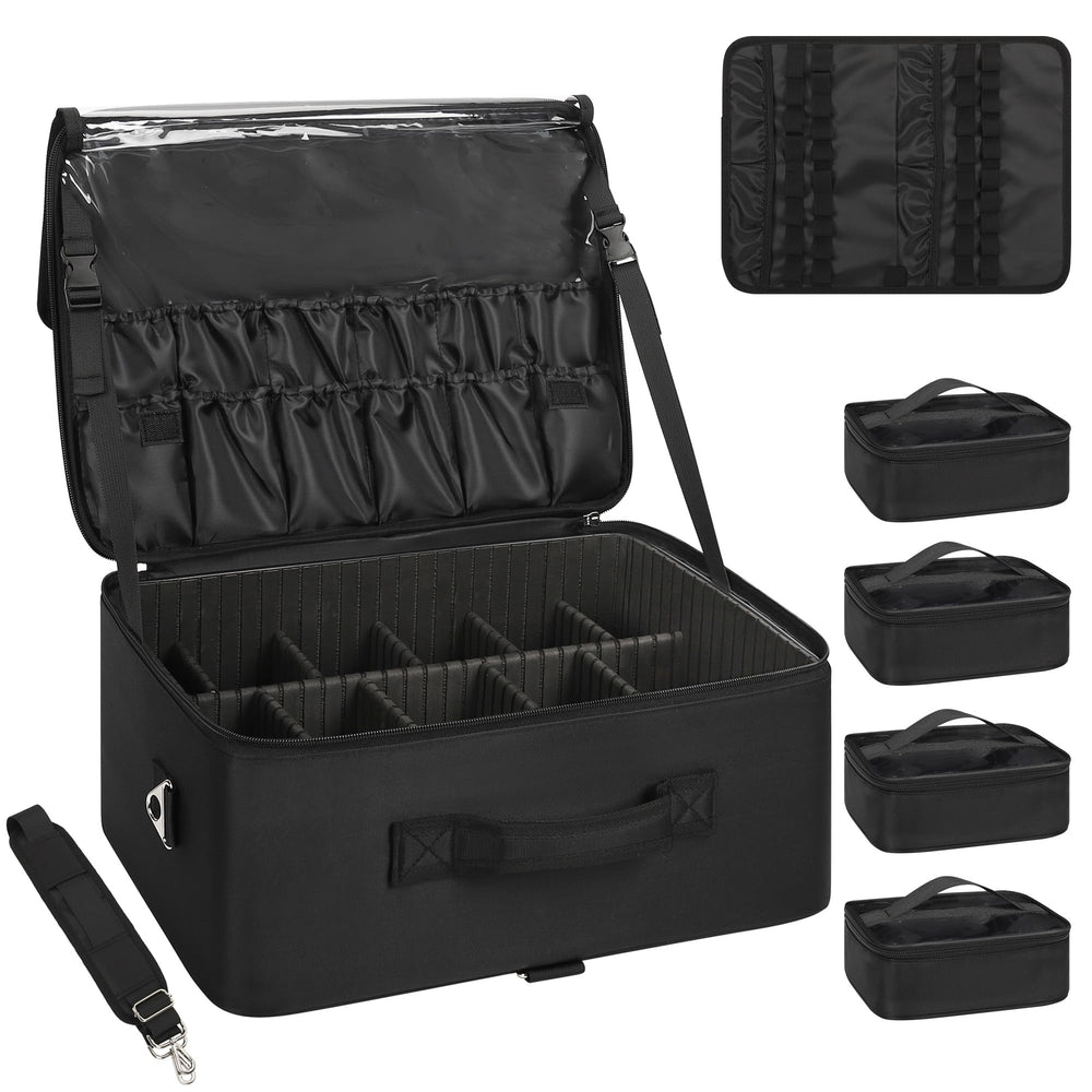 Relavel valise maquillage extra-large ouverte, rangement principal pratique