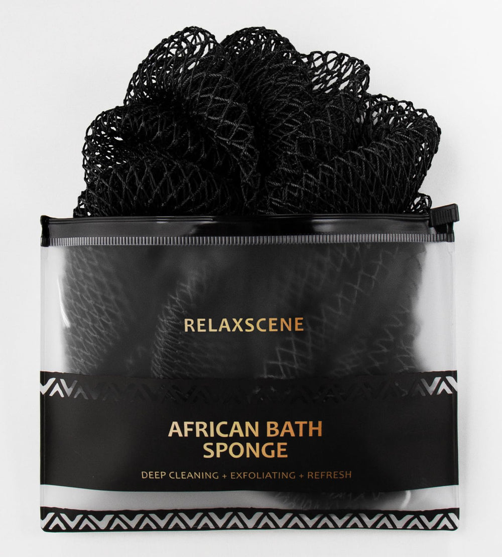 RelaxScene éponge réseau africaine, exfoliation douce et mousse riche pour le bain