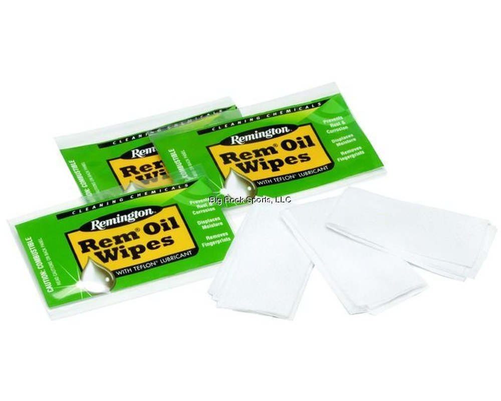 Lingettes huile Remington, format 6x8 pouces, pratique pour lubrifier des mécanismes lors d'entretien