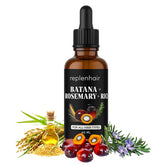 Flacon Replenhair Batana: huile nourrissante stimulant la douceur et la brillance des cheveux.