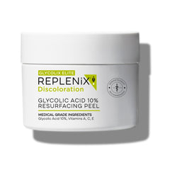 Tampon exfoliant Replenix acide glycolique 10 %, emballage prêt à l’emploi pour exfolier en douceur.