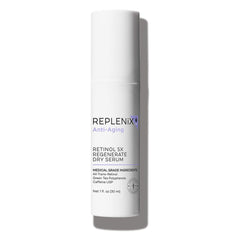 Sérum Replenix Retinol 5X Regenerate, flacon pompe visible, absorption rapide.