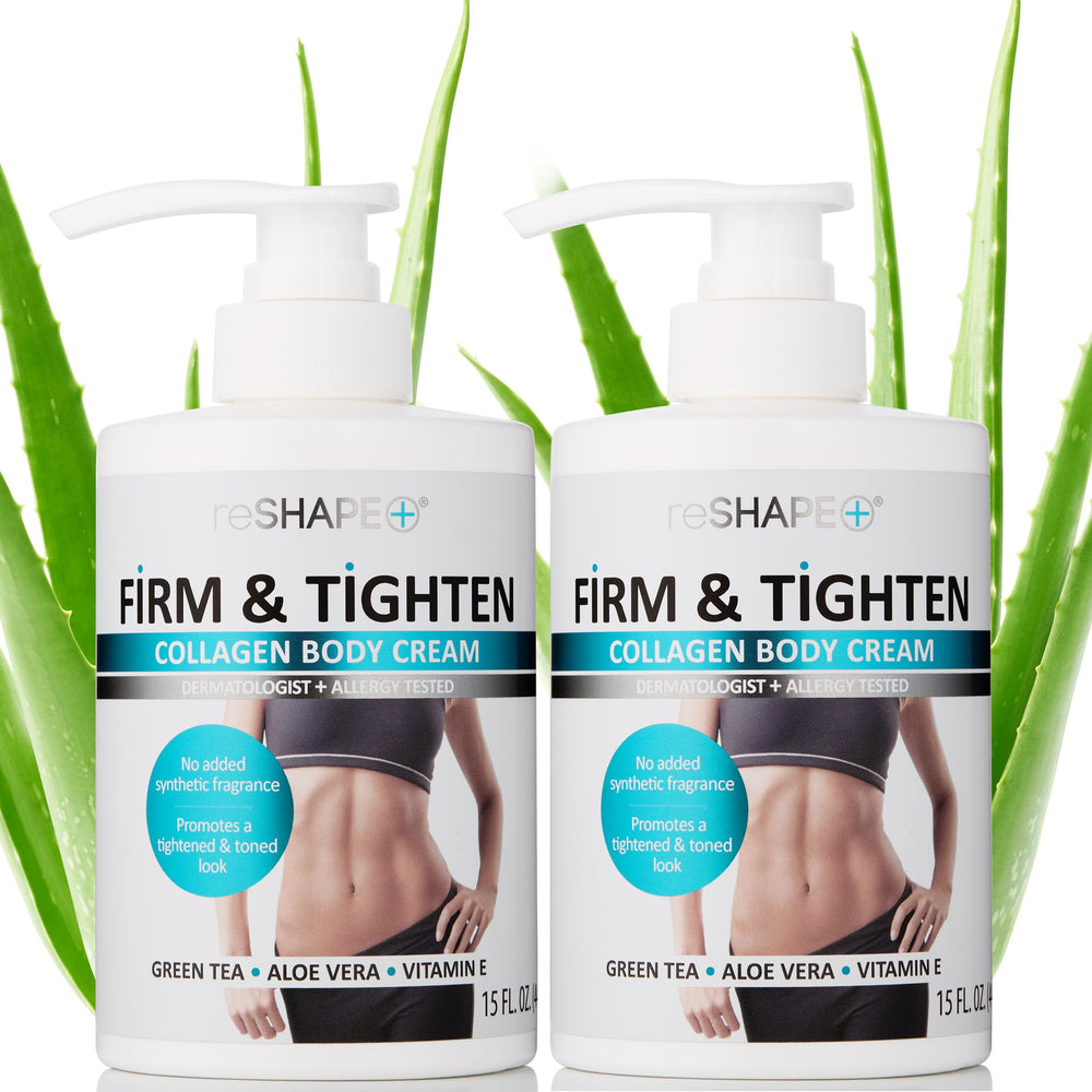 Reshape+ Lotion corps collagène, bouteille visible, hydratation durable.