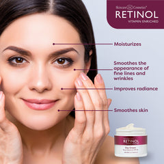 Application de la crème Retinol LIVAURA sur le visage en routine.