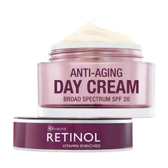 Crème LIVAURA Retinol SPF20 en bouteille, hydratation riche et protection.