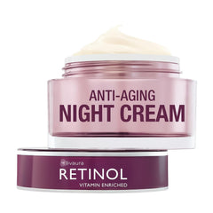 Retinol LIVAURA crème-nuit-bouteille: hydratation nocturne luxueuse pour la peau.