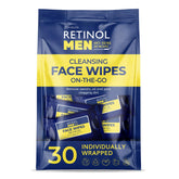 Livaura Retinol lingettes homme emballées individuellement, pratique pour les voyages.
