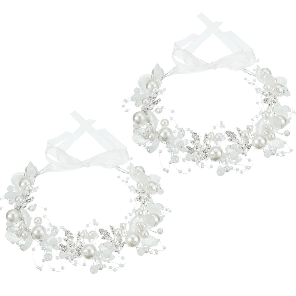 Retrowavy couronne-fleur: éclat strass et perles pour cérémonie élégante.