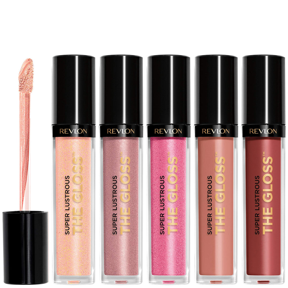 Coffret REVLON Super Lustrous The Gloss avec cinq gloss à lèvres brillants.