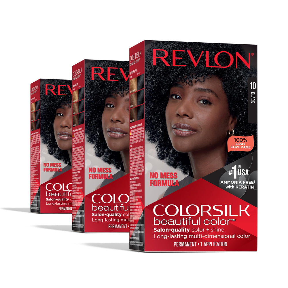 Revlon Colorsilk Coloration cheveux — bouteille et application sans ammoniac, couverture 100% des cheveux gris
