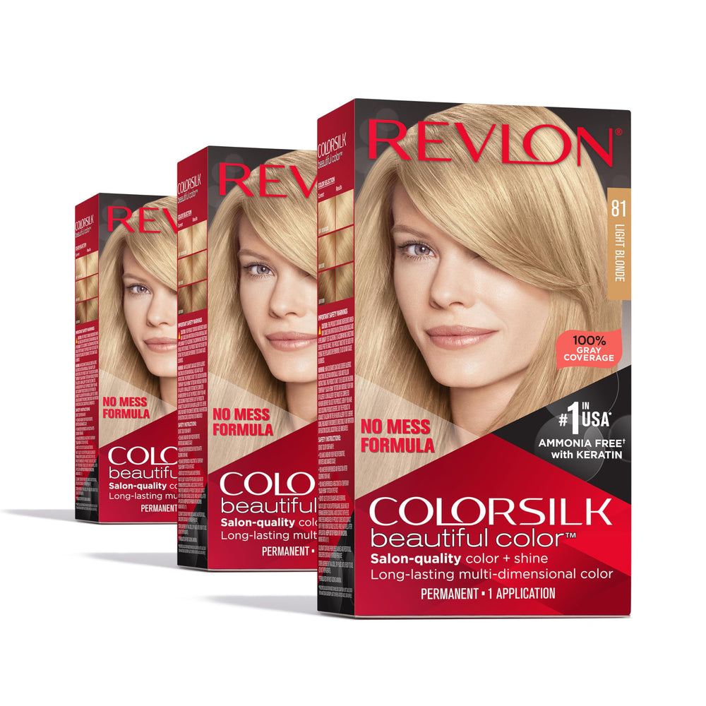 Revlon Colorsilk 81 Blond Clair, couleur éclatante et durable pour cheveux colorés
