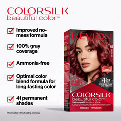 REVLON ColorSilk, formule sans ammoniaque pour une coloration douce.