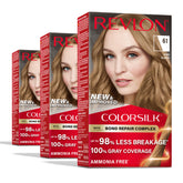 Revlon ColorSilk lot de 3 Blond Foncé, couverture gris 100% pour un rendu homogène.