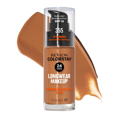 REVLON ColorStay: bouteille Almond 355, tenue longue durée et fini mat.
