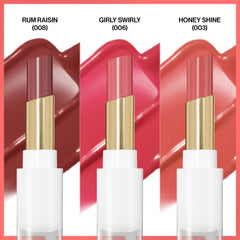 REVLON Glass Shine Balm 008 Rum Raisin couleur rouge-brun et hydratation légère.