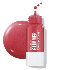Teint lumineux immédiat avec Revlon Glimmer Blush Drops, bouteille portable et précise.