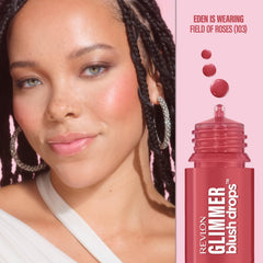Goutte de précision pour un blush exact avec Revlon Glimmer Blush Drops.
