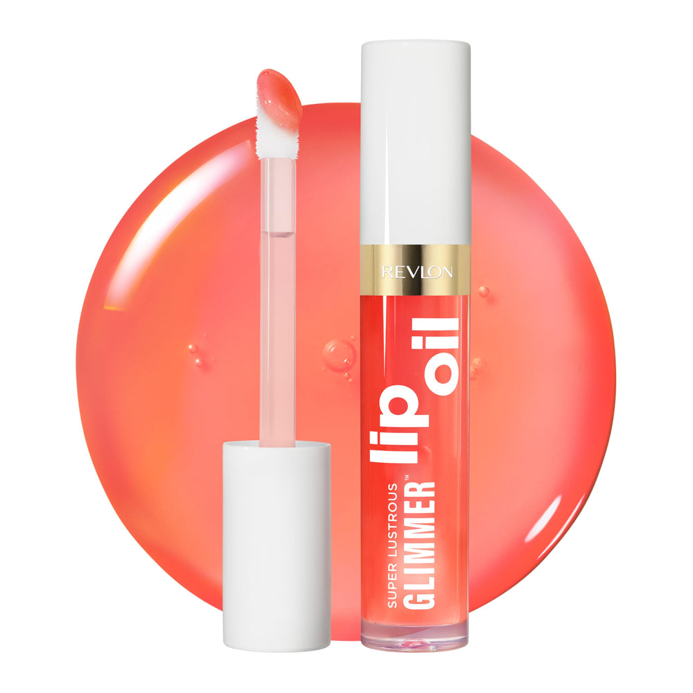 REVLON Glimmer Lip Oil dans sa bouteille étincelante offrant hydratation rapide et fini brillant.