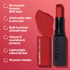 Échantillon de swatch couleur Terrain Tunnel Vision pour REVLON ColorStay Suede Ink.