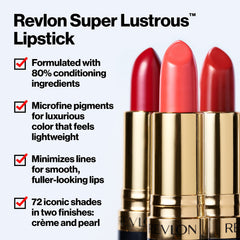 REVLON Super Lustrous Rouge Creme : application lèvre prête pour tester une couleur riche.