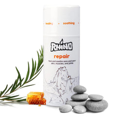 Crème réparatrice Rhino Skin Solutions, bouteille airless pour une utilisation sans gaspillage, mise en avant.