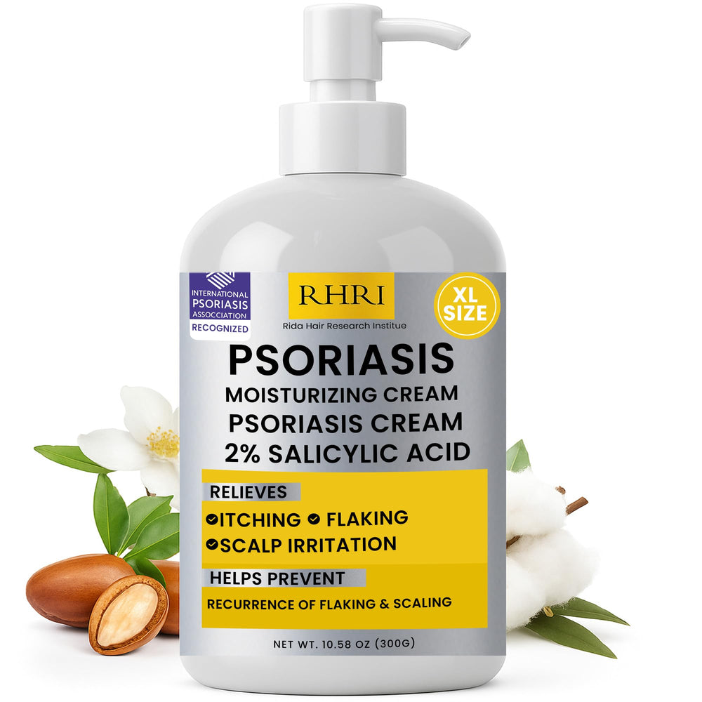 Crème psoriasis Rida Hair – tube, démontrant la texture légère et prête à l’emploi