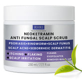 Gommage antifongique Rida Hair en bouteille, nettoie et apaise le cuir chevelu.