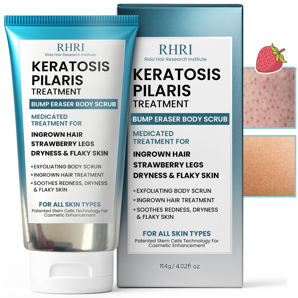 Rida KP Bump Eraser: gommage corporel en bouteille, hydratation longue durée.