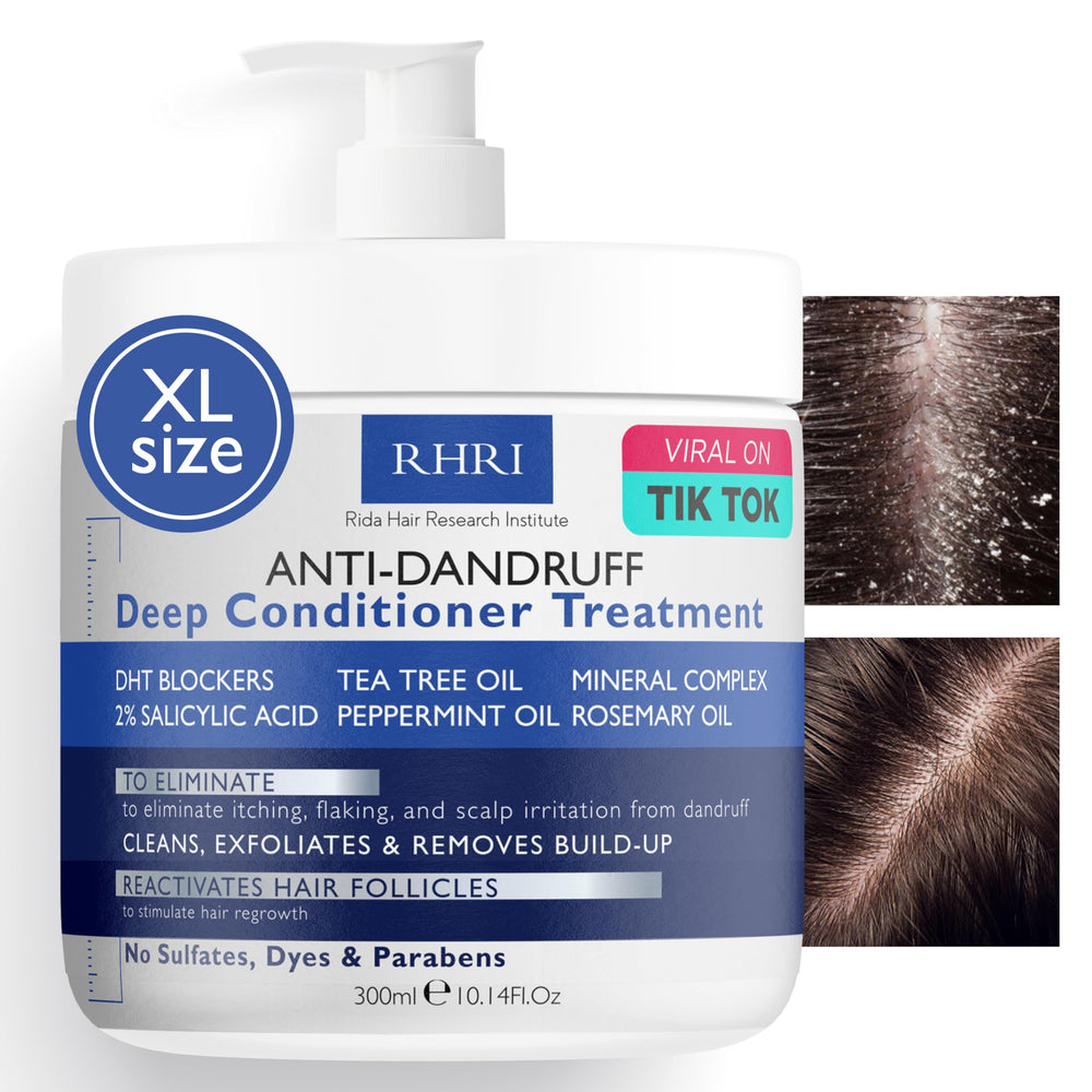 Rida Hair Research Institute – après-shampoing anti-pellicules, bouteille huile d'arbre à thé apaise démangeaisons.