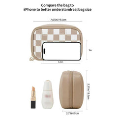 RIGHT AWAY trousse maquillage damier khaki ouverture zippée, accès rapide