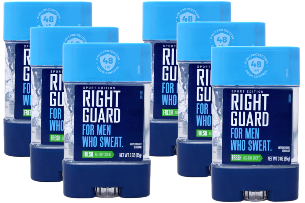 Right Guard Sport Edition gel clair à appliquer sous les aisselles pour fraîcheur durable.