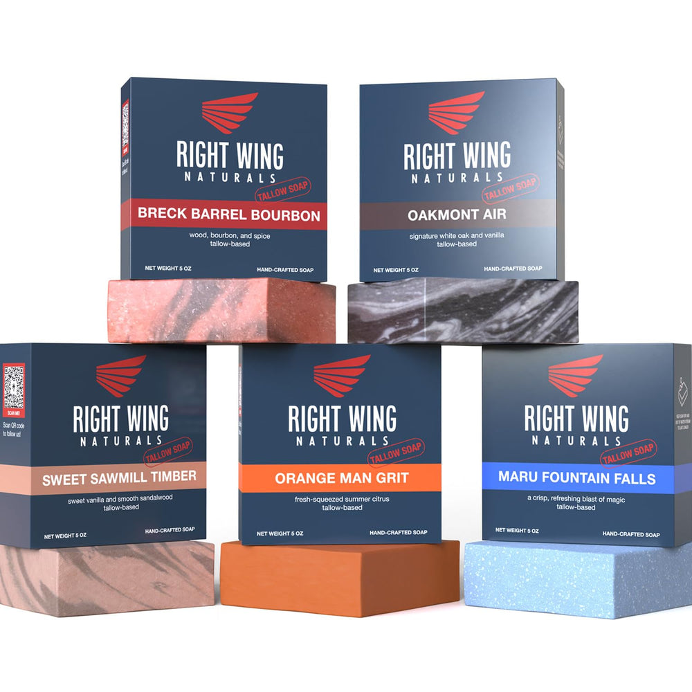Right Wing Naturals ensemble cadeau savon-bar pour hommes avec hydratation durable.