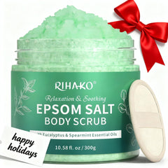 RIHAKO gommage sel d’Epsom eucalyptus menthe en pot exfolier en douceur